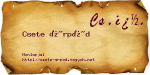 Csete Árpád névjegykártya